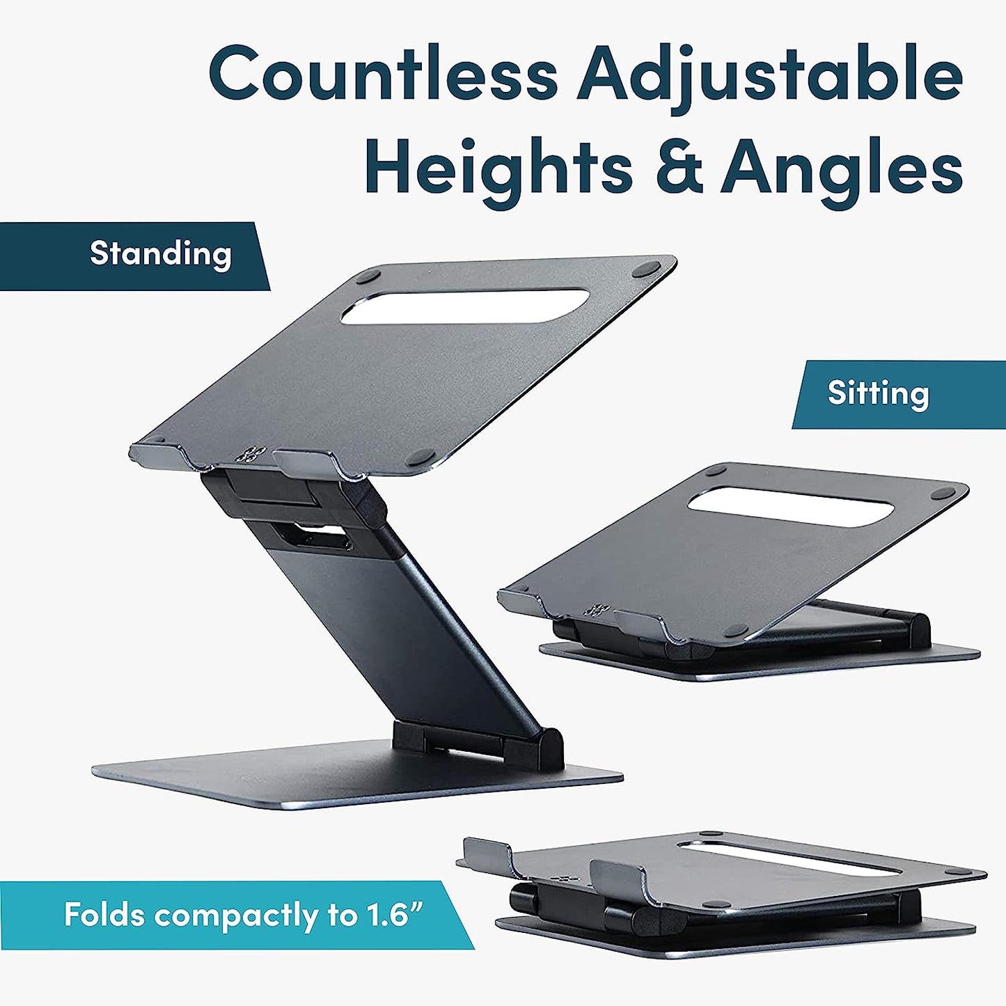 Lifelong Ergonomic Laptop Stand For Desk, Adjustable Height Up To 20", Fits All MacBook, Laptops 11 to 17 Inches