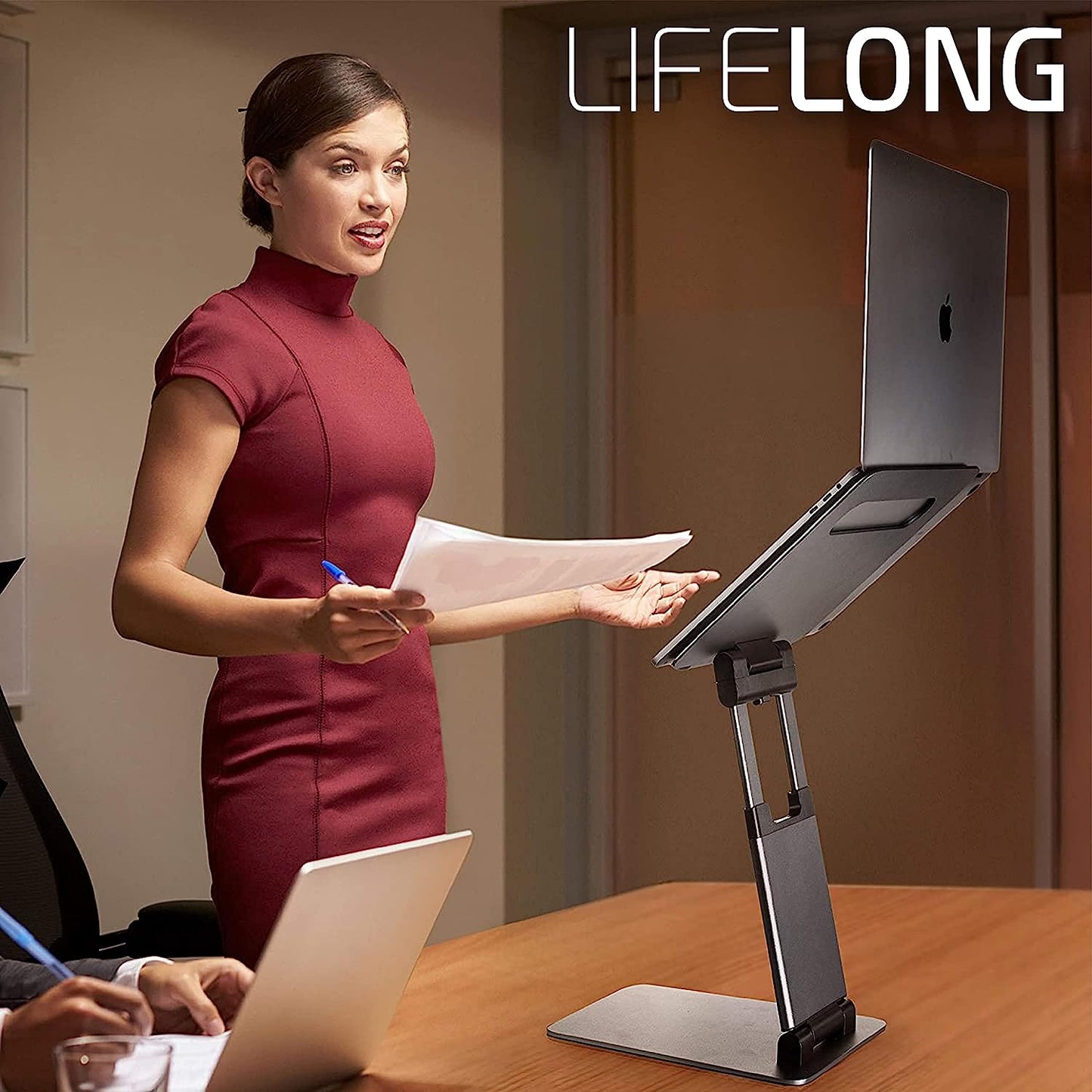 Lifelong Ergonomic Laptop Stand For Desk, Adjustable Height Up To 20", Fits All MacBook, Laptops 11 to 17 Inches